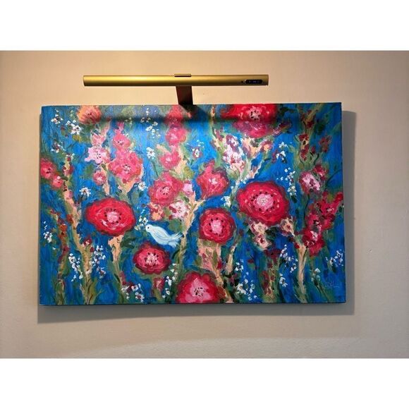 Anthropologie” I am better in Poppies Garden” Oil Painting on canvas By Vadal - Picture 1 of 9